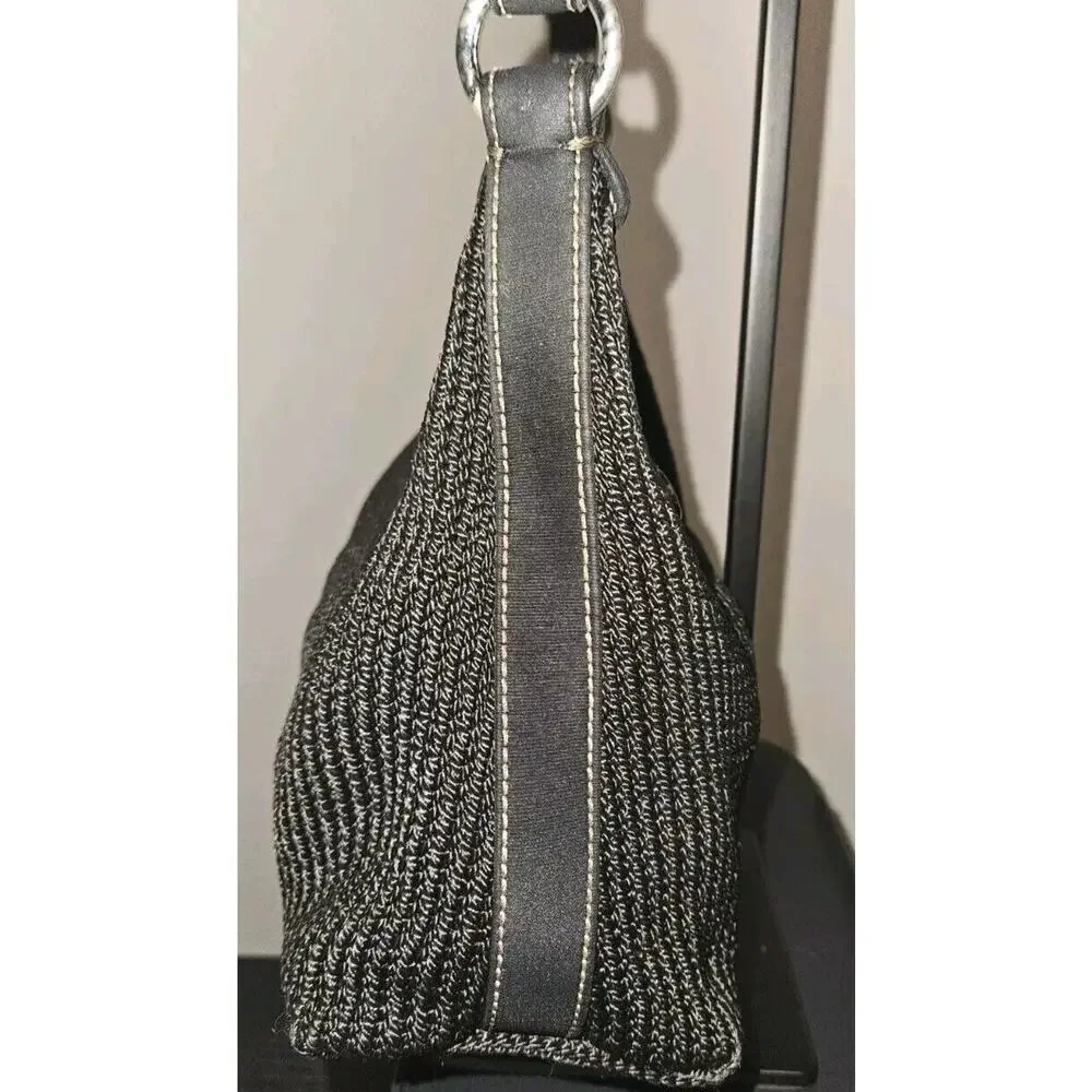 The SAK Black Crochet Purse Bag Zip Closure Interior Pockets